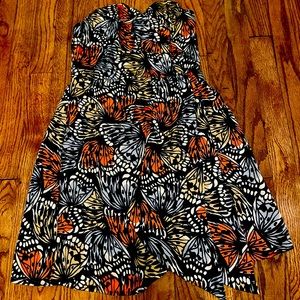 Strapless satin butterfly dress